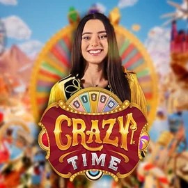 Crazy Time slot logo by Evolution at Kitty Bingo
