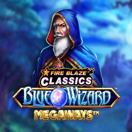 Fire Blaze Blue Wizard Megaways logo by Rarestone Gaming at Kitty Bingo
